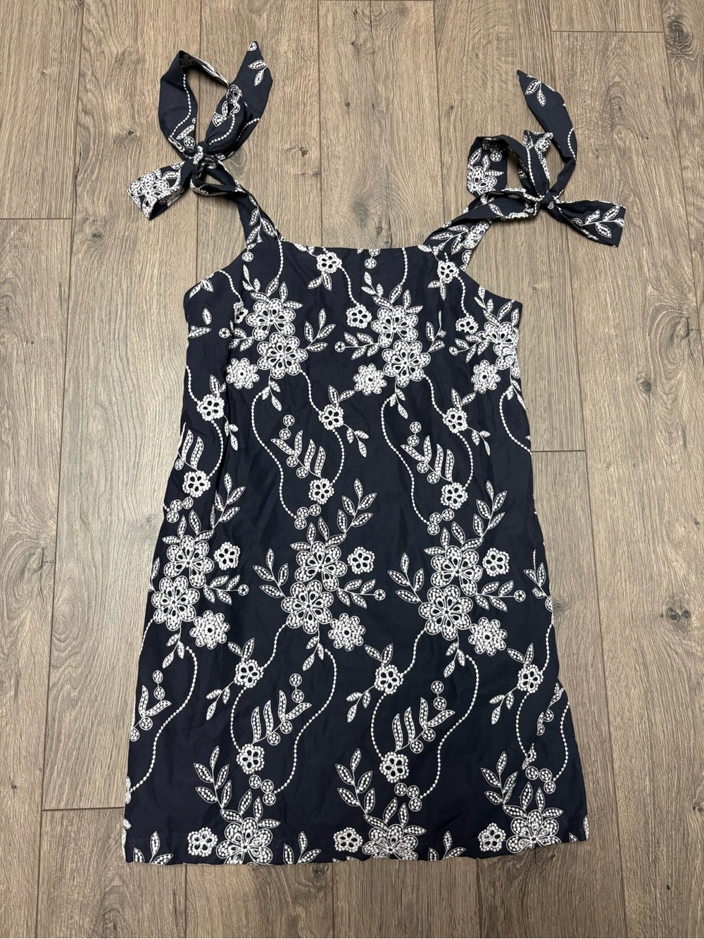 Blue floral tie shoulder mini dress boho LOFT